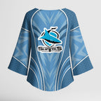 Cronulla Sutherland Sharks Rugby Mascot Kimono Sleeve Blouse Australian Rugby Culture - Tribal Inspired Sharks