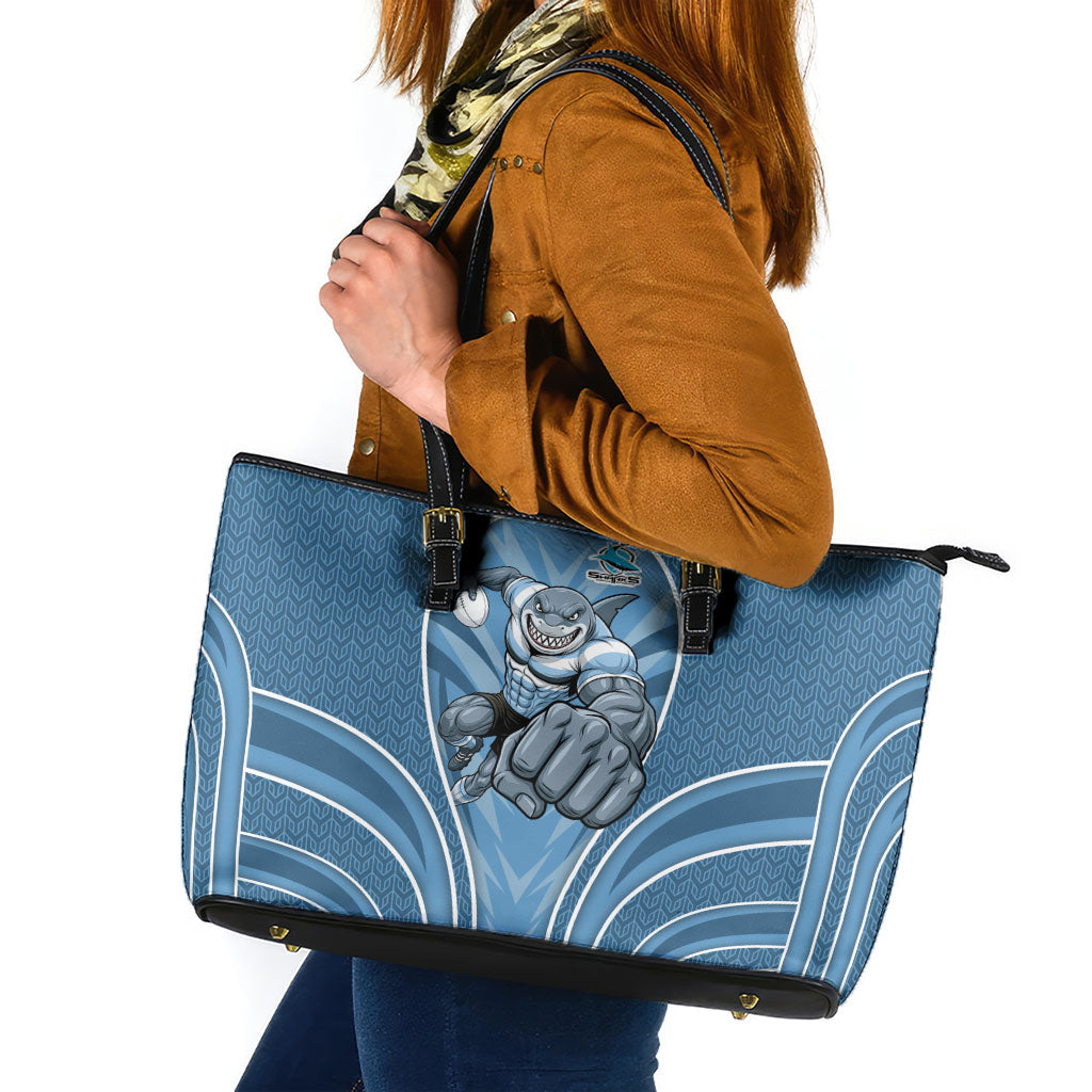 Cronulla Sutherland Sharks Rugby Mascot Leather Tote Bag Australian Rugby Culture - Tribal Inspired Sharks