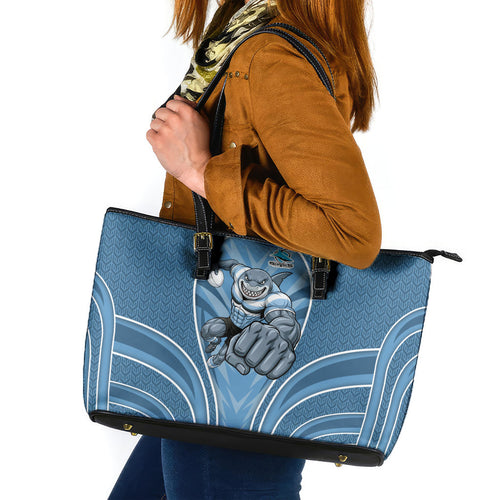 Cronulla Sutherland Sharks Rugby Mascot Leather Tote Bag Australian Rugby Culture - Tribal Inspired Sharks