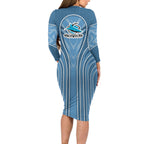 Cronulla Sutherland Sharks Rugby Mascot Long Sleeve Bodycon Dress Australian Rugby Culture - Tribal Inspired Sharks
