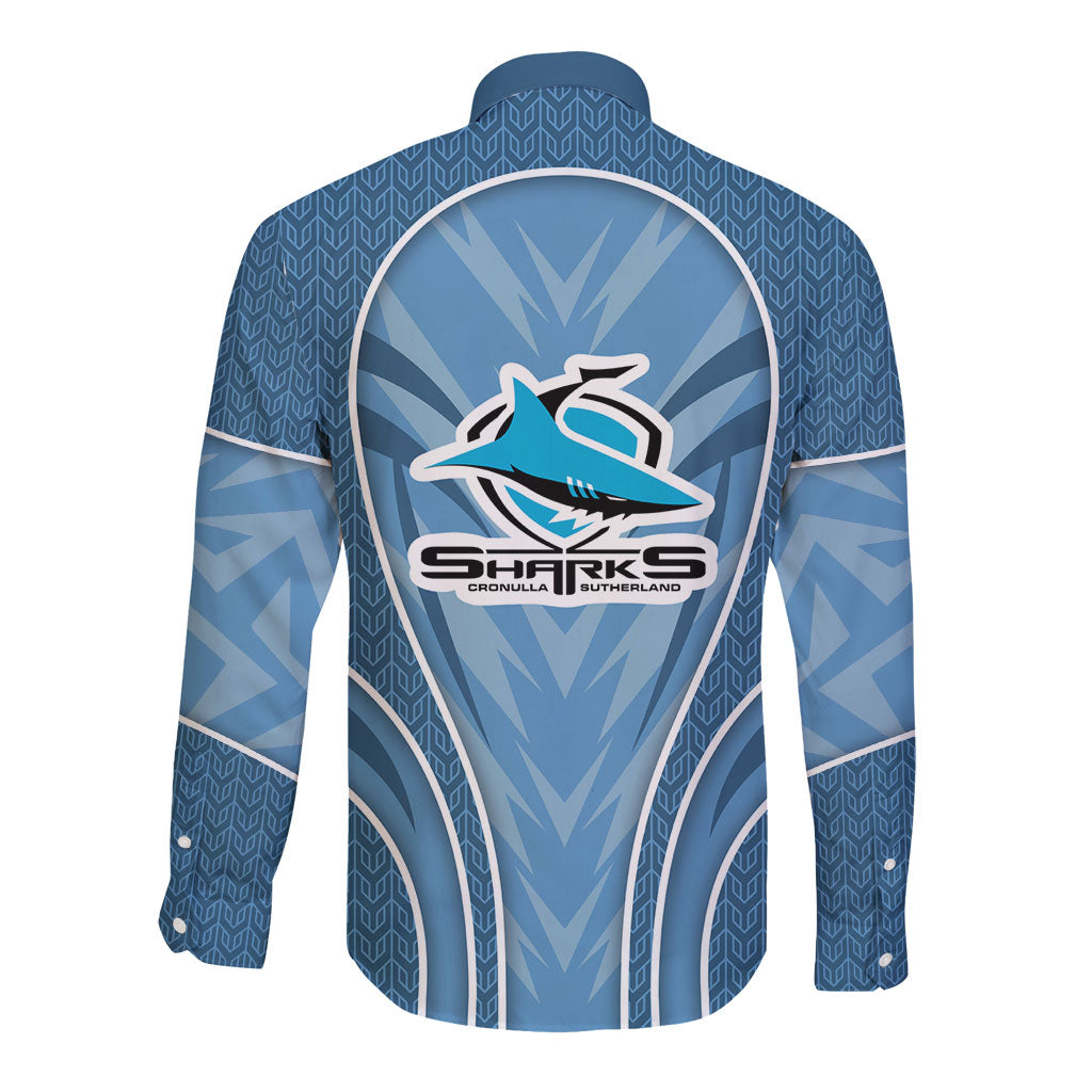 Cronulla Sutherland Sharks Rugby Mascot Long Sleeve Button Shirt Australian Rugby Culture - Tribal Inspired Sharks