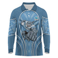 Cronulla Sutherland Sharks Rugby Mascot Long Sleeve Polo Shirt Australian Rugby Culture - Tribal Inspired Sharks