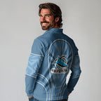 Cronulla Sutherland Sharks Rugby Mascot Long Sleeve Polo Shirt Australian Rugby Culture - Tribal Inspired Sharks