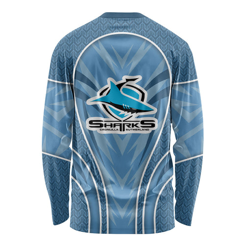 Cronulla Sutherland Sharks Rugby Mascot Long Sleeve Shirt Australian Rugby Culture - Tribal Inspired Sharks