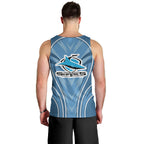Cronulla Sutherland Sharks Rugby Mascot Men Tank Top Australian Rugby Culture - Tribal Inspired Sharks
