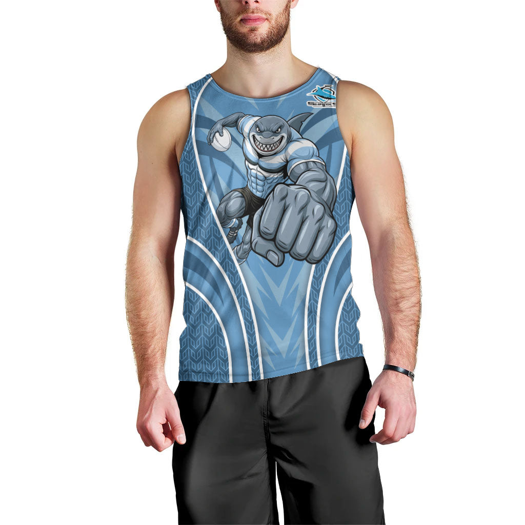 Cronulla Sutherland Sharks Rugby Mascot Men Tank Top Australian Rugby Culture - Tribal Inspired Sharks