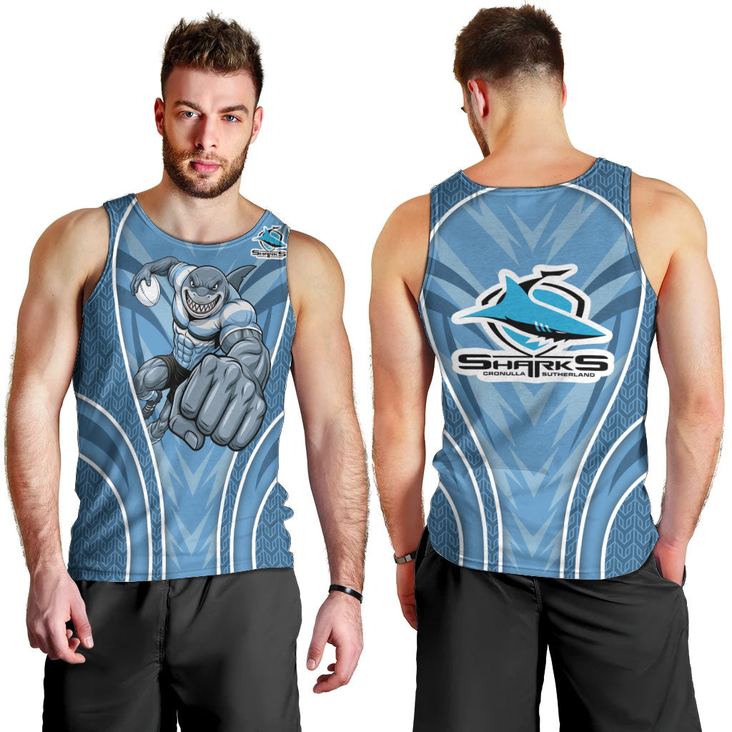 Cronulla Sutherland Sharks Rugby Mascot Men Tank Top Australian Rugby Culture - Tribal Inspired Sharks
