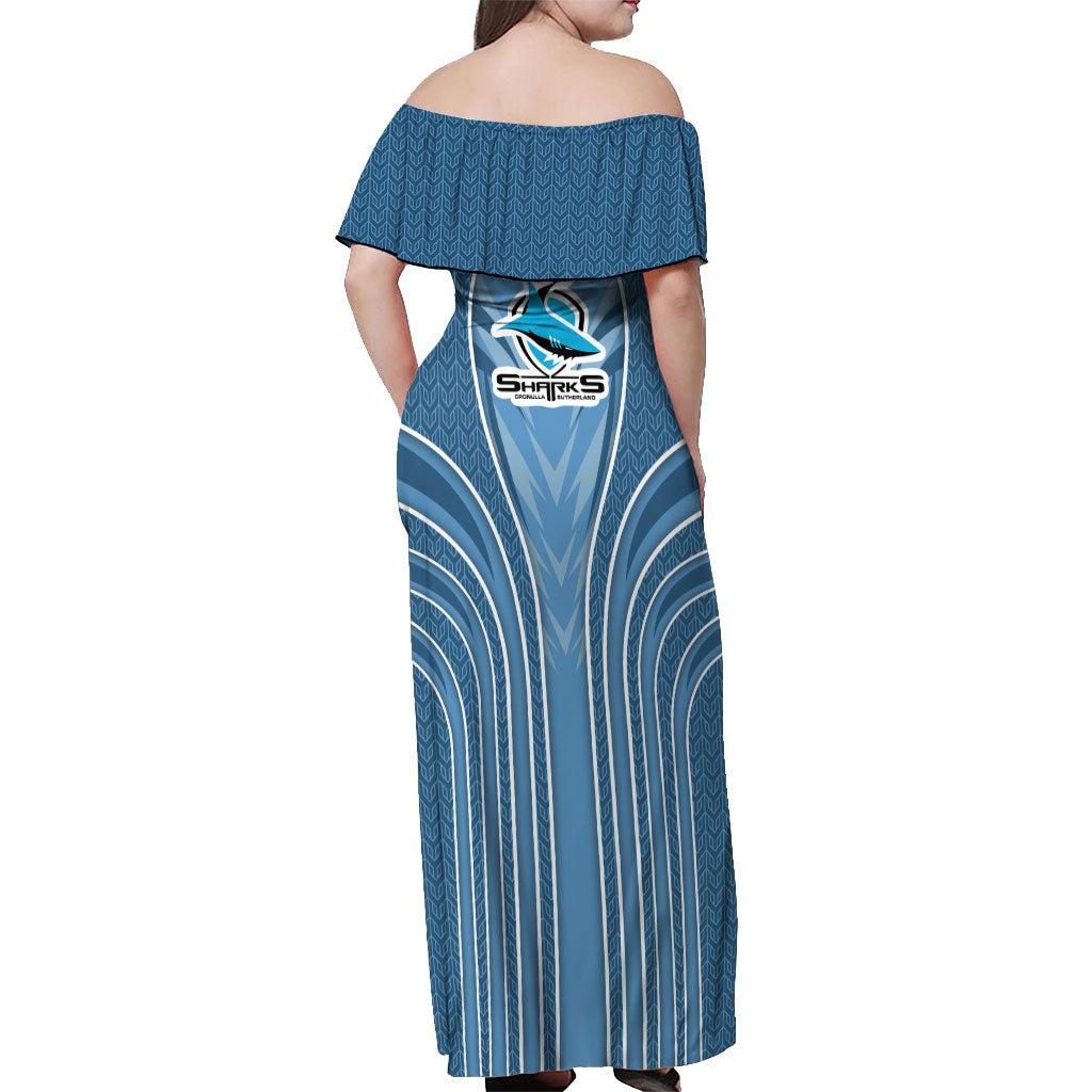 Cronulla Sutherland Sharks Rugby Mascot Off Shoulder Maxi Dress Australian Rugby Culture - Tribal Inspired Sharks