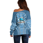 Cronulla Sutherland Sharks Rugby Mascot Off Shoulder Sweater Australian Rugby Culture - Tribal Inspired Sharks
