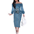 Cronulla Sutherland Sharks Rugby Mascot Off The Shoulder Long Sleeve Dress Australian Rugby Culture - Tribal Inspired Sharks