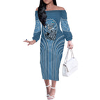 Cronulla Sutherland Sharks Rugby Mascot Off The Shoulder Long Sleeve Dress Australian Rugby Culture - Tribal Inspired Sharks