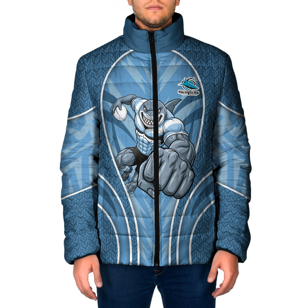 Cronulla Sutherland Sharks Rugby Mascot Padded Jacket Australian Rugby Culture - Tribal Inspired Sharks