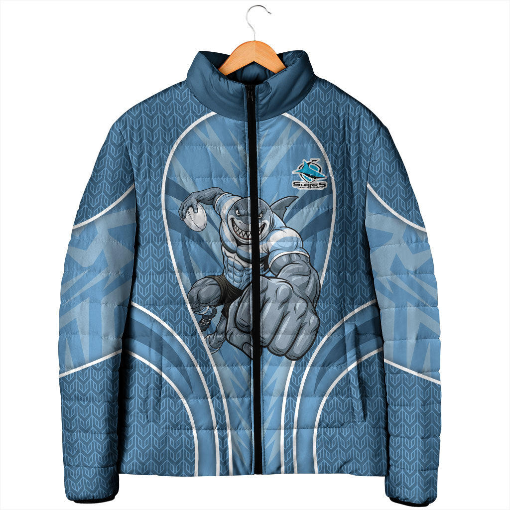 Cronulla Sutherland Sharks Rugby Mascot Padded Jacket Australian Rugby Culture - Tribal Inspired Sharks