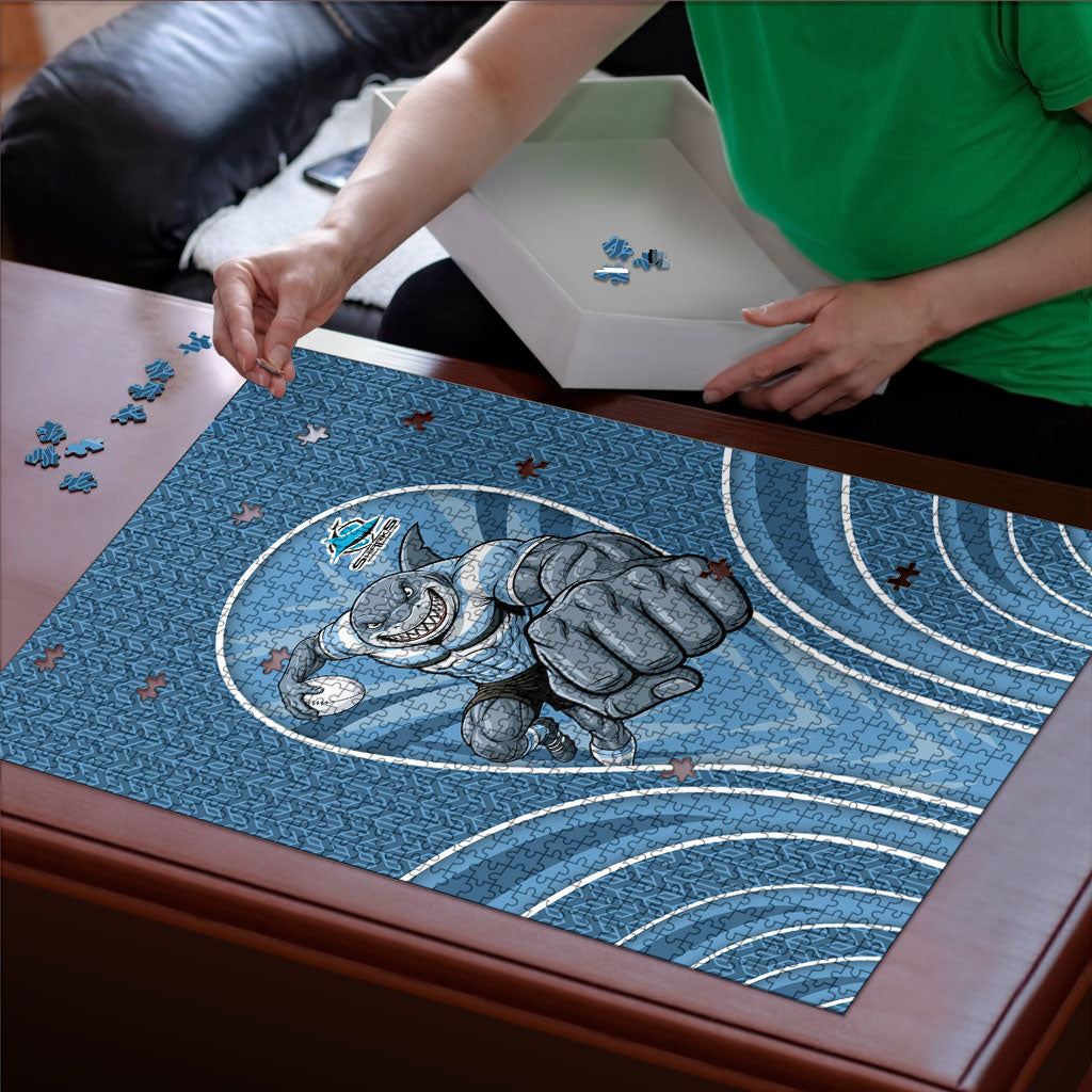 Cronulla Sutherland Sharks Rugby Mascot Puzzle Australian Rugby Culture - Tribal Inspired Sharks