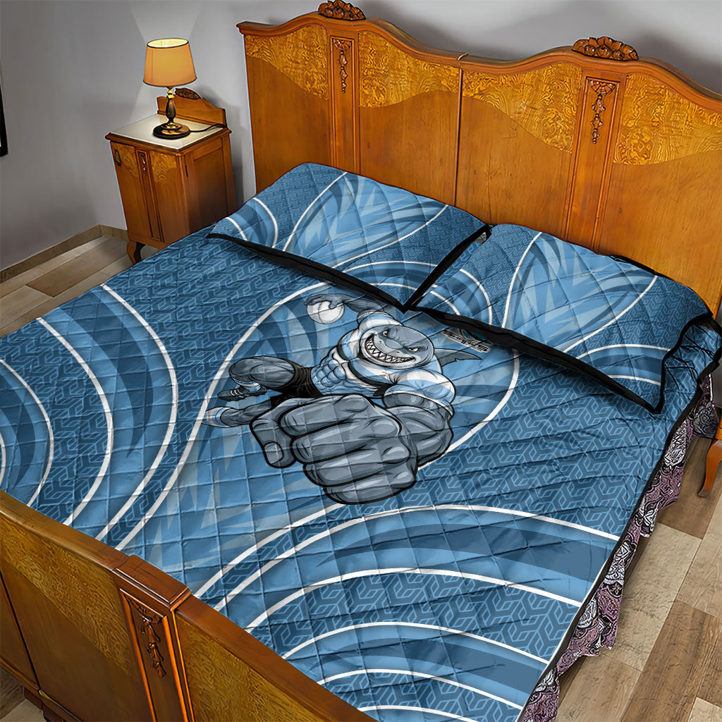 Cronulla Sutherland Sharks Rugby Mascot Quilt Bed Set Australian Rugby Culture - Tribal Inspired Sharks