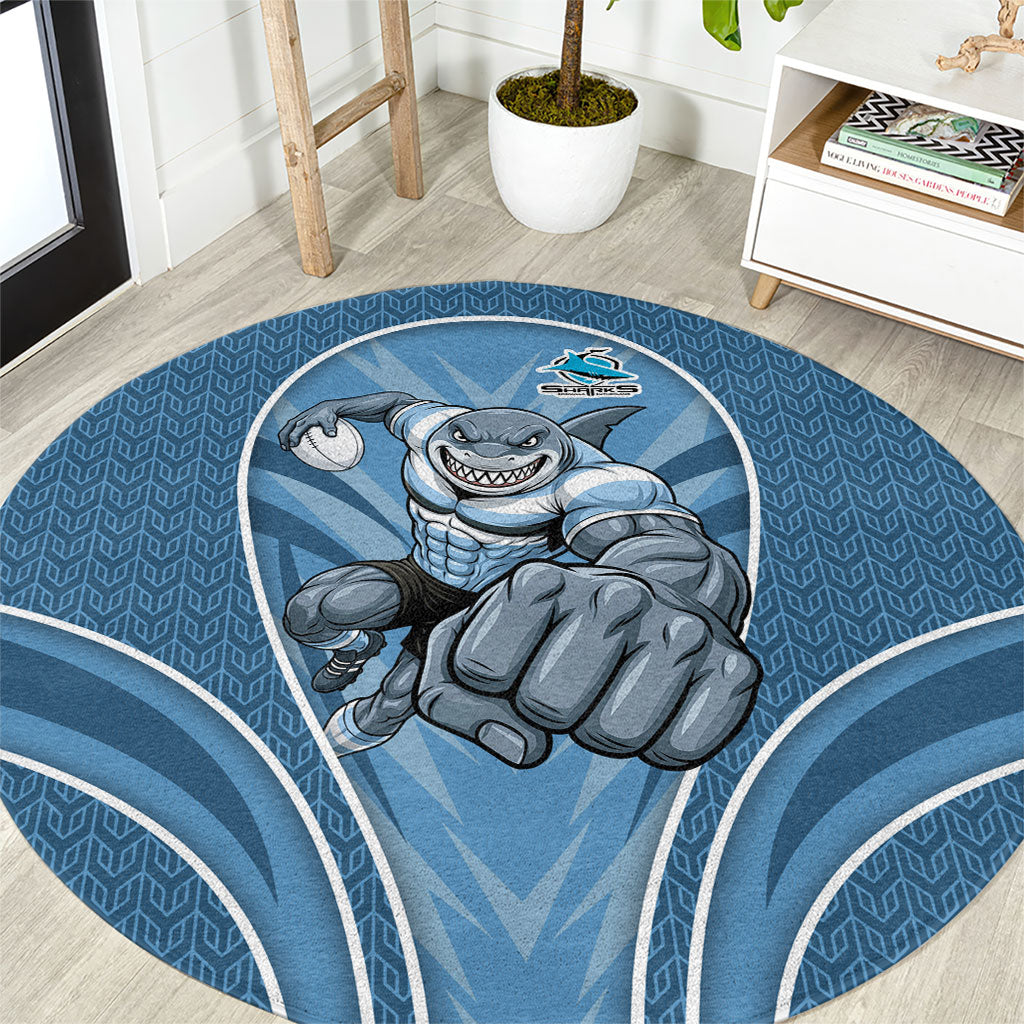 Cronulla Sutherland Sharks Rugby Mascot Round Carpet Australian Rugby Culture - Tribal Inspired Sharks