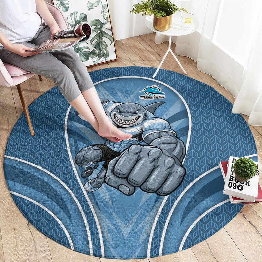 Cronulla Sutherland Sharks Rugby Mascot Round Carpet Australian Rugby Culture - Tribal Inspired Sharks