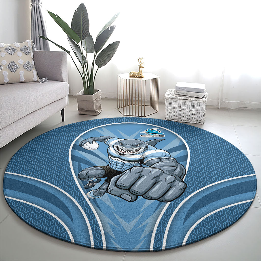 Cronulla Sutherland Sharks Rugby Mascot Round Carpet Australian Rugby Culture - Tribal Inspired Sharks