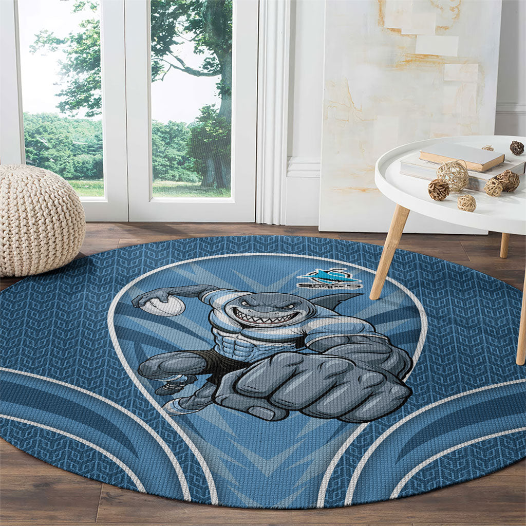 Cronulla Sutherland Sharks Rugby Mascot Round Carpet Australian Rugby Culture - Tribal Inspired Sharks