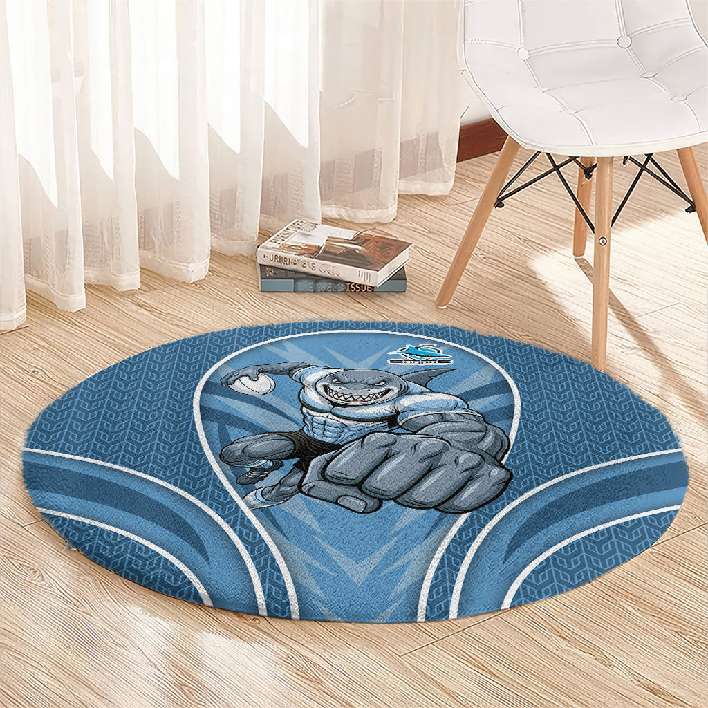 Cronulla Sutherland Sharks Rugby Mascot Round Carpet Australian Rugby Culture - Tribal Inspired Sharks