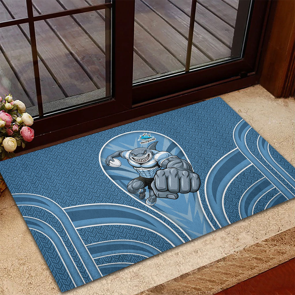 Cronulla Sutherland Sharks Rugby Mascot Rubber Doormat Australian Rugby Culture - Tribal Inspired Sharks