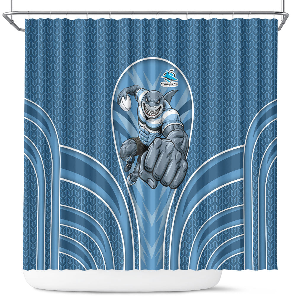 Cronulla Sutherland Sharks Rugby Mascot Shower Curtain Australian Rugby Culture - Tribal Inspired Sharks