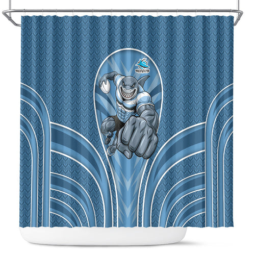 Cronulla Sutherland Sharks Rugby Mascot Shower Curtain Australian Rugby Culture - Tribal Inspired Sharks