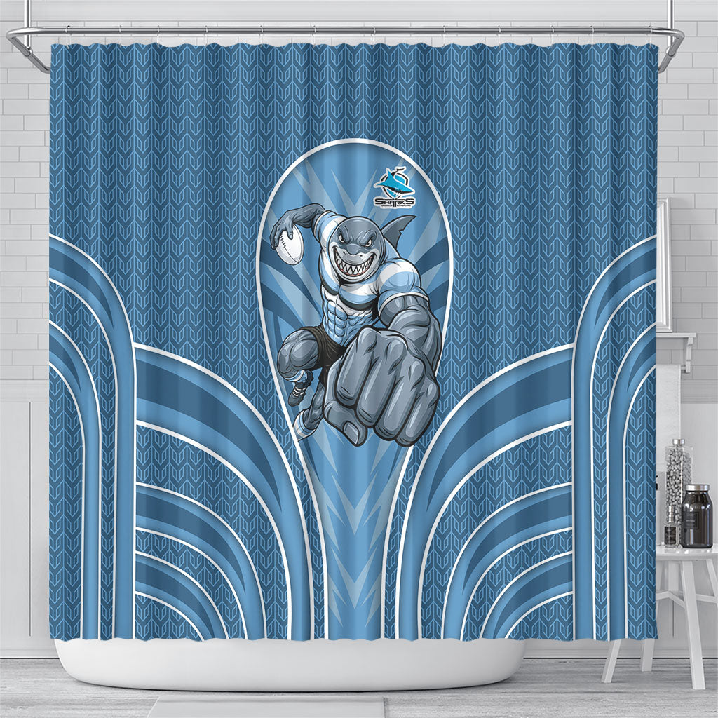 Cronulla Sutherland Sharks Rugby Mascot Shower Curtain Australian Rugby Culture - Tribal Inspired Sharks