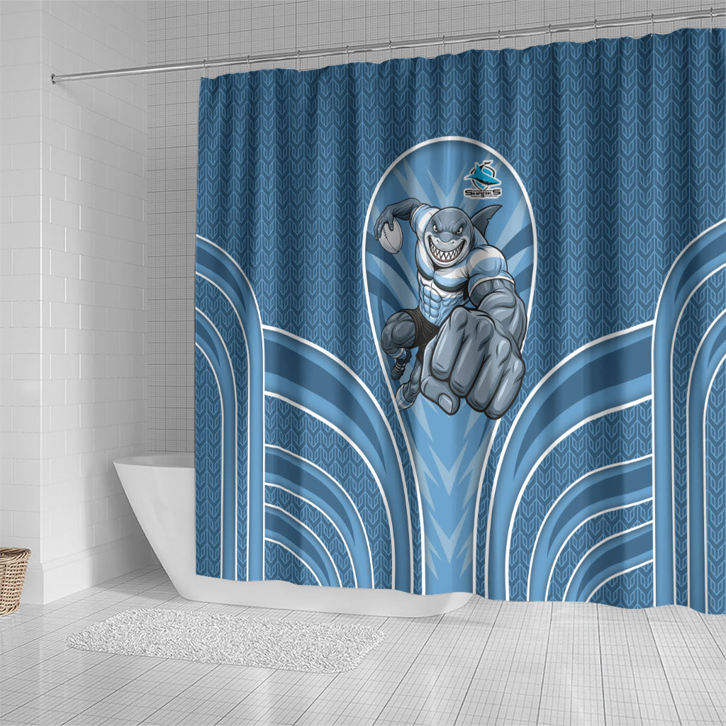 Cronulla Sutherland Sharks Rugby Mascot Shower Curtain Australian Rugby Culture - Tribal Inspired Sharks