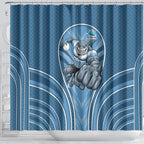 Cronulla Sutherland Sharks Rugby Mascot Shower Curtain Australian Rugby Culture - Tribal Inspired Sharks