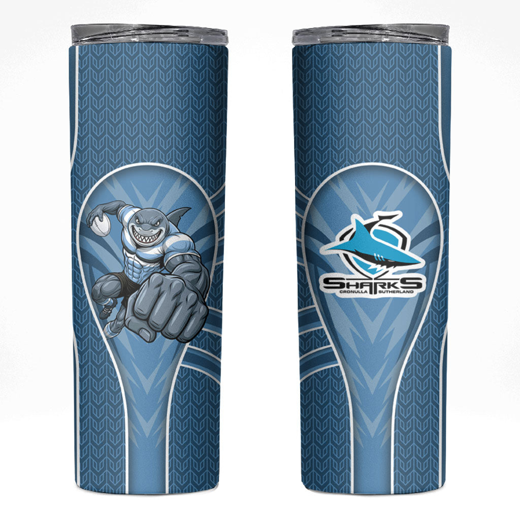 Cronulla Sutherland Sharks Rugby Mascot Skinny Tumbler Australian Rugby Culture - Tribal Inspired Sharks