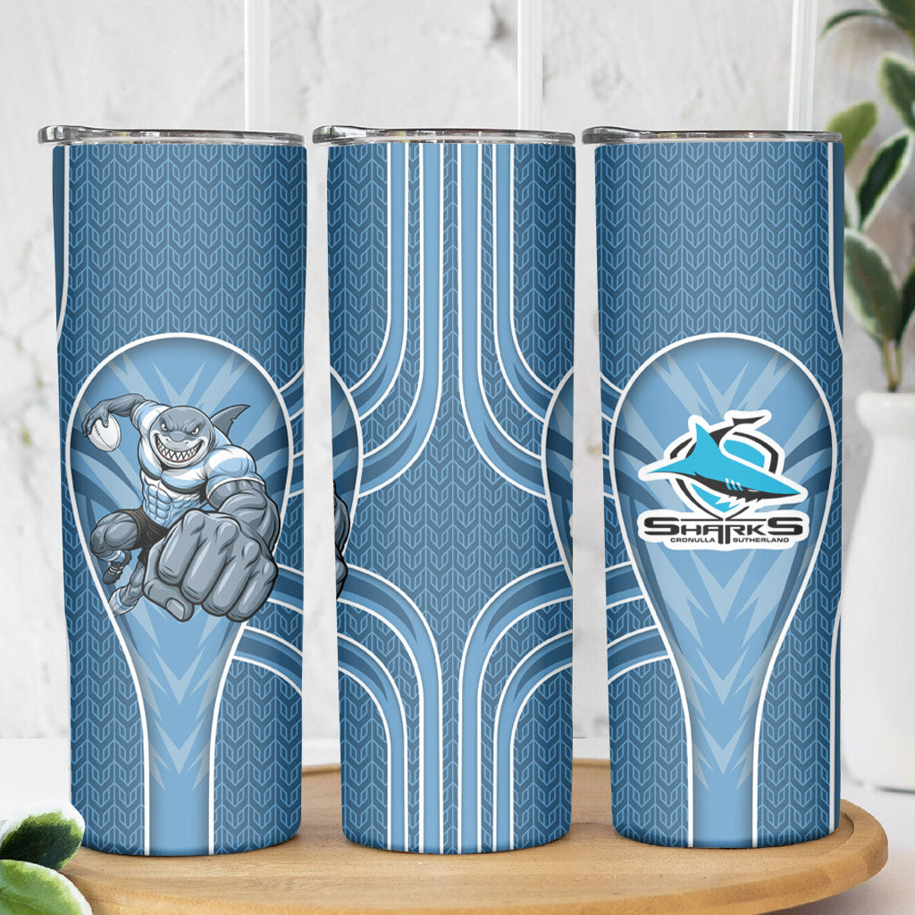 Cronulla Sutherland Sharks Rugby Mascot Skinny Tumbler Australian Rugby Culture - Tribal Inspired Sharks