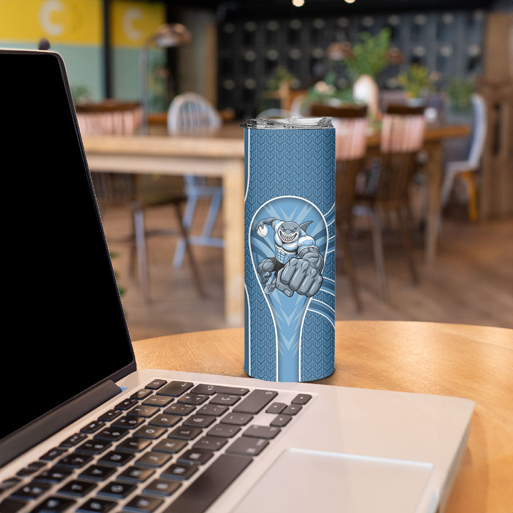 Cronulla Sutherland Sharks Rugby Mascot Skinny Tumbler Australian Rugby Culture - Tribal Inspired Sharks