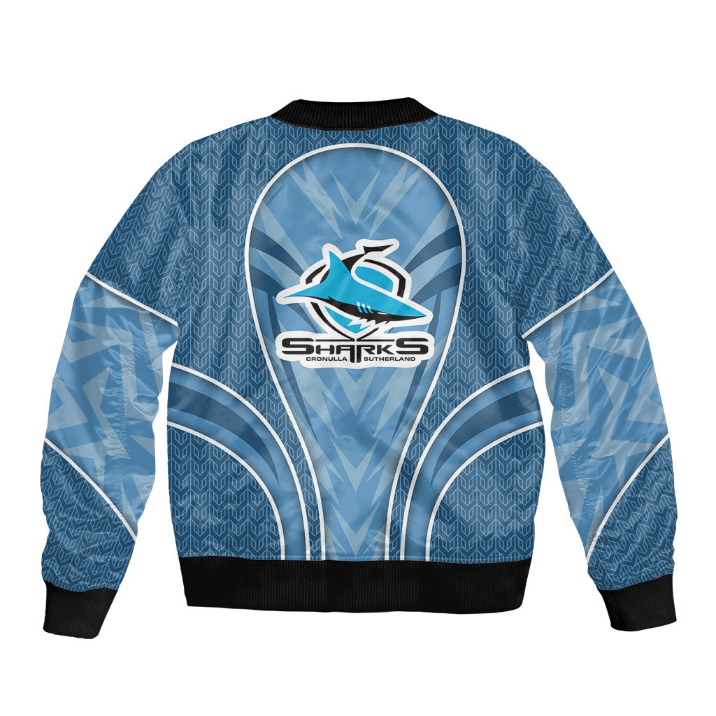 Cronulla Sutherland Sharks Rugby Mascot Sleeve Zip Bomber Jacket Australian Rugby Culture - Tribal Inspired Sharks