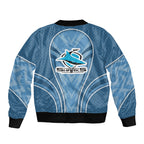 Cronulla Sutherland Sharks Rugby Mascot Sleeve Zip Bomber Jacket Australian Rugby Culture - Tribal Inspired Sharks