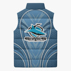 Cronulla Sutherland Sharks Rugby Mascot Sleeveless Puffer Jacket Australian Rugby Culture - Tribal Inspired Sharks