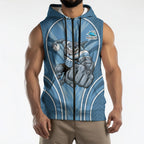 Cronulla Sutherland Sharks Rugby Mascot Sleeveless Zip Hoodie Australian Rugby Culture - Tribal Inspired Sharks