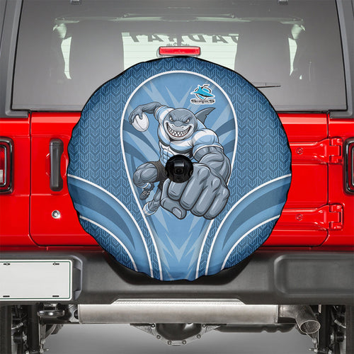Cronulla Sutherland Sharks Rugby Mascot Spare Tire Cover Australian Rugby Culture - Tribal Inspired Sharks