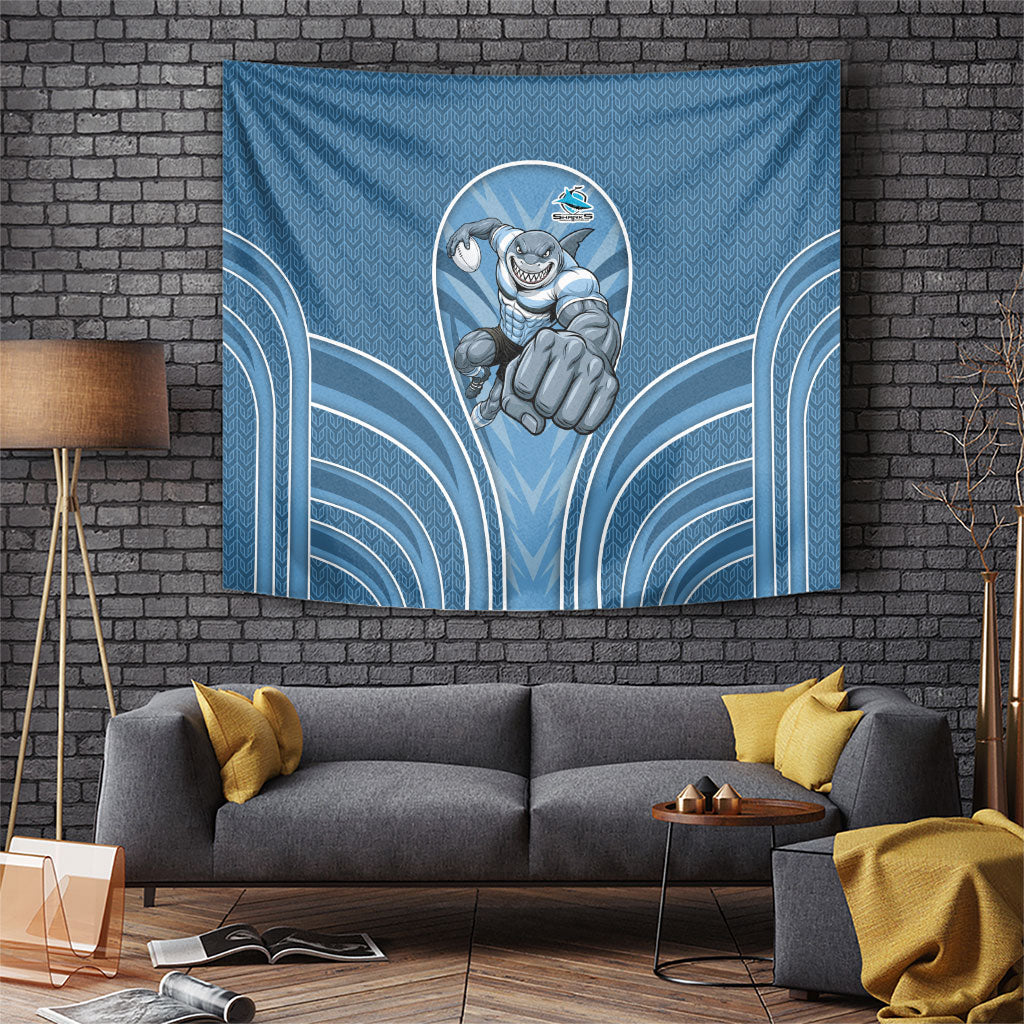 Cronulla Sutherland Sharks Rugby Mascot Tapestry Australian Rugby Culture - Tribal Inspired Sharks