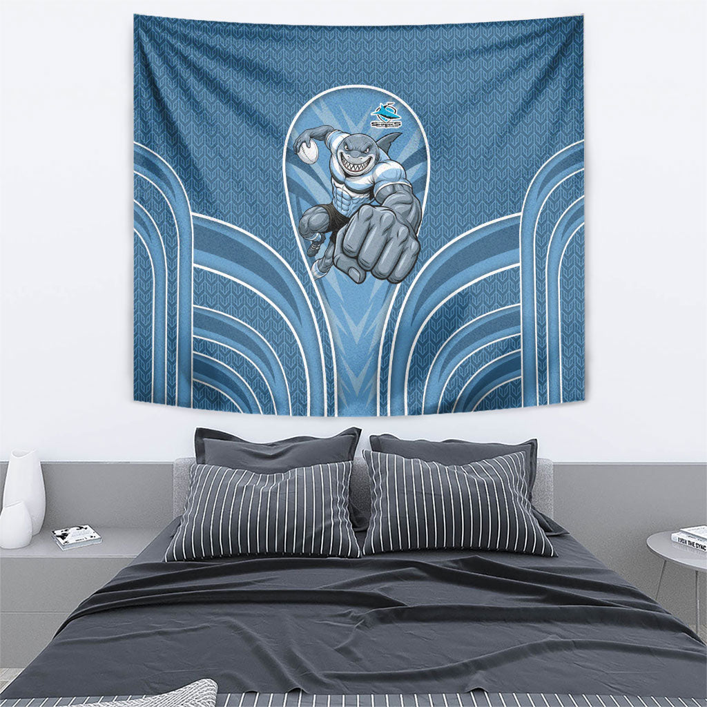 Cronulla Sutherland Sharks Rugby Mascot Tapestry Australian Rugby Culture - Tribal Inspired Sharks