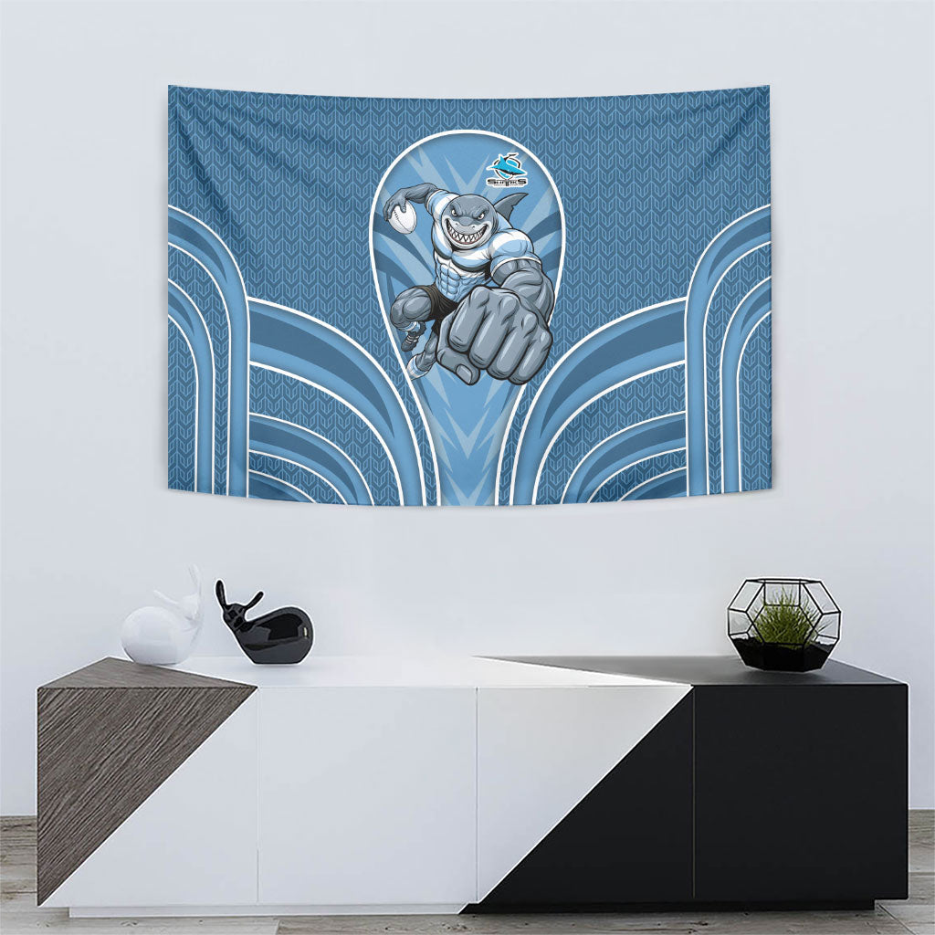 Cronulla Sutherland Sharks Rugby Mascot Tapestry Australian Rugby Culture - Tribal Inspired Sharks