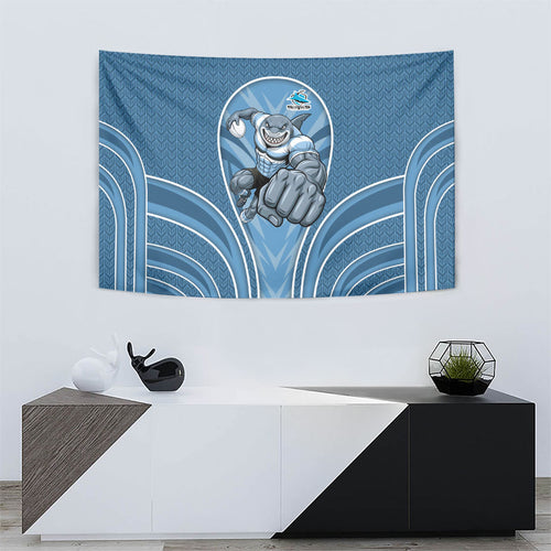 Cronulla Sutherland Sharks Rugby Mascot Tapestry Australian Rugby Culture - Tribal Inspired Sharks