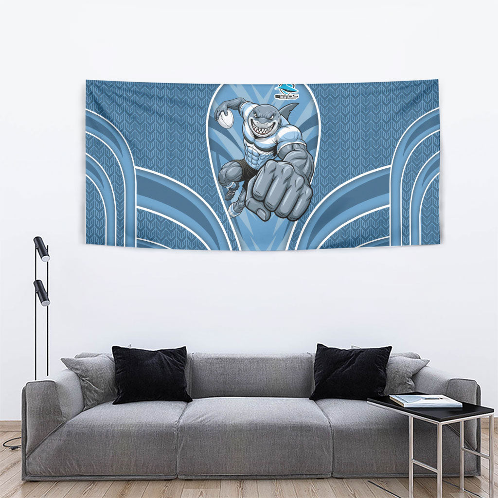 Cronulla Sutherland Sharks Rugby Mascot Tapestry Australian Rugby Culture - Tribal Inspired Sharks