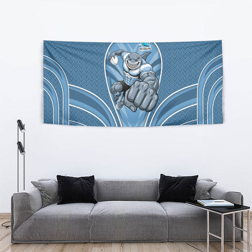 Cronulla Sutherland Sharks Rugby Mascot Tapestry Australian Rugby Culture - Tribal Inspired Sharks