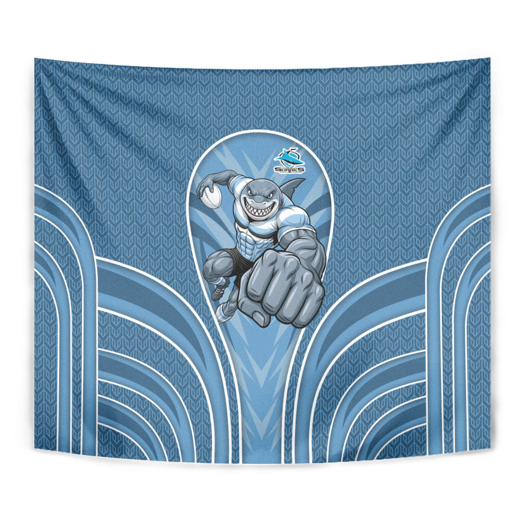 Cronulla Sutherland Sharks Rugby Mascot Tapestry Australian Rugby Culture - Tribal Inspired Sharks