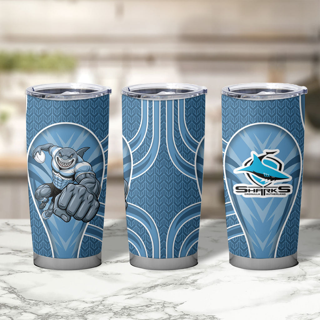 Cronulla Sutherland Sharks Rugby Mascot Tumbler Cup Australian Rugby Culture - Tribal Inspired Sharks