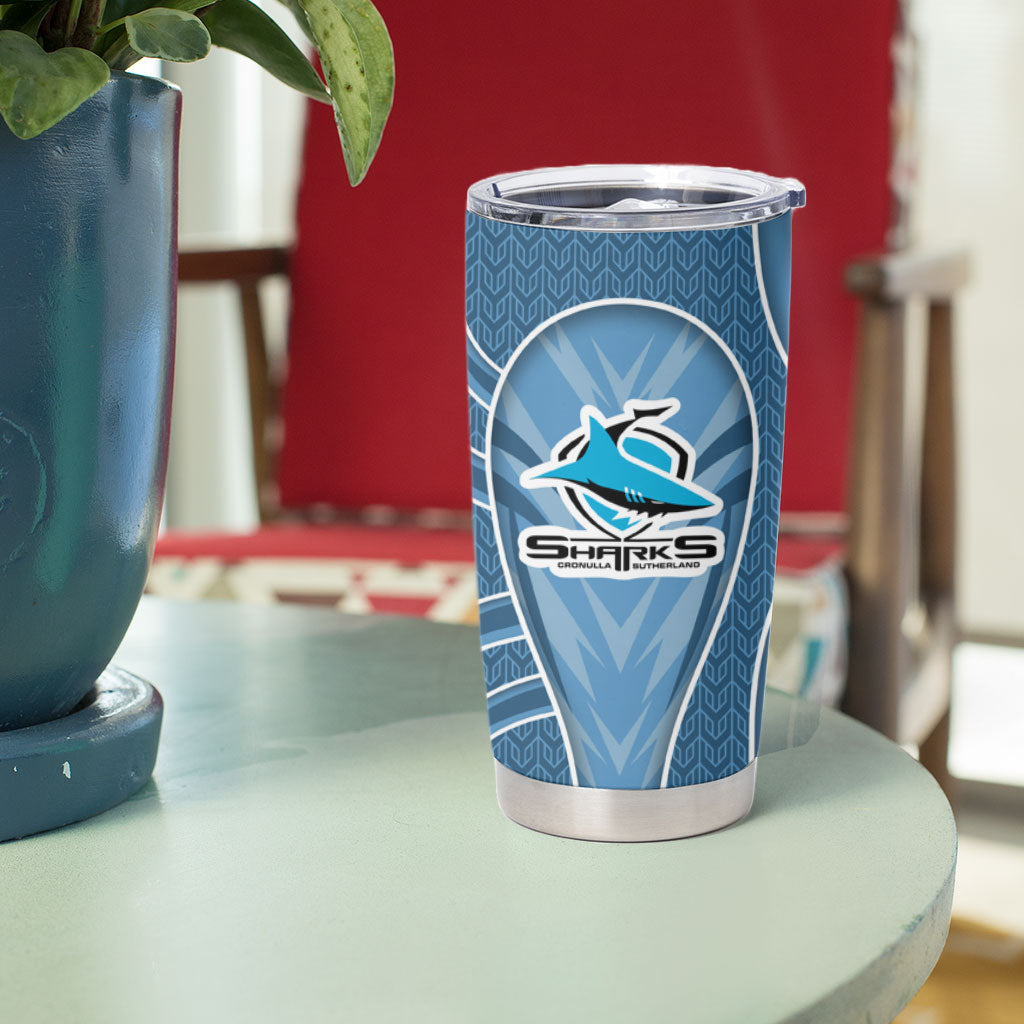 Cronulla Sutherland Sharks Rugby Mascot Tumbler Cup Australian Rugby Culture - Tribal Inspired Sharks
