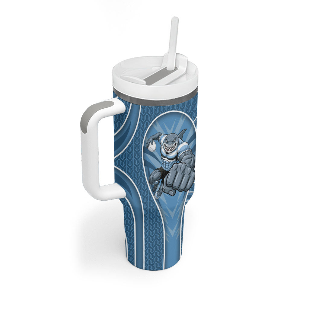 Cronulla Sutherland Sharks Rugby Mascot Tumbler With Handle Australian Rugby Culture - Tribal Inspired Sharks