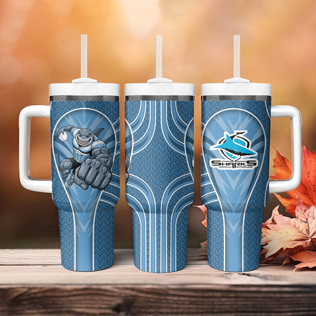 Cronulla Sutherland Sharks Rugby Mascot Tumbler With Handle Australian Rugby Culture - Tribal Inspired Sharks