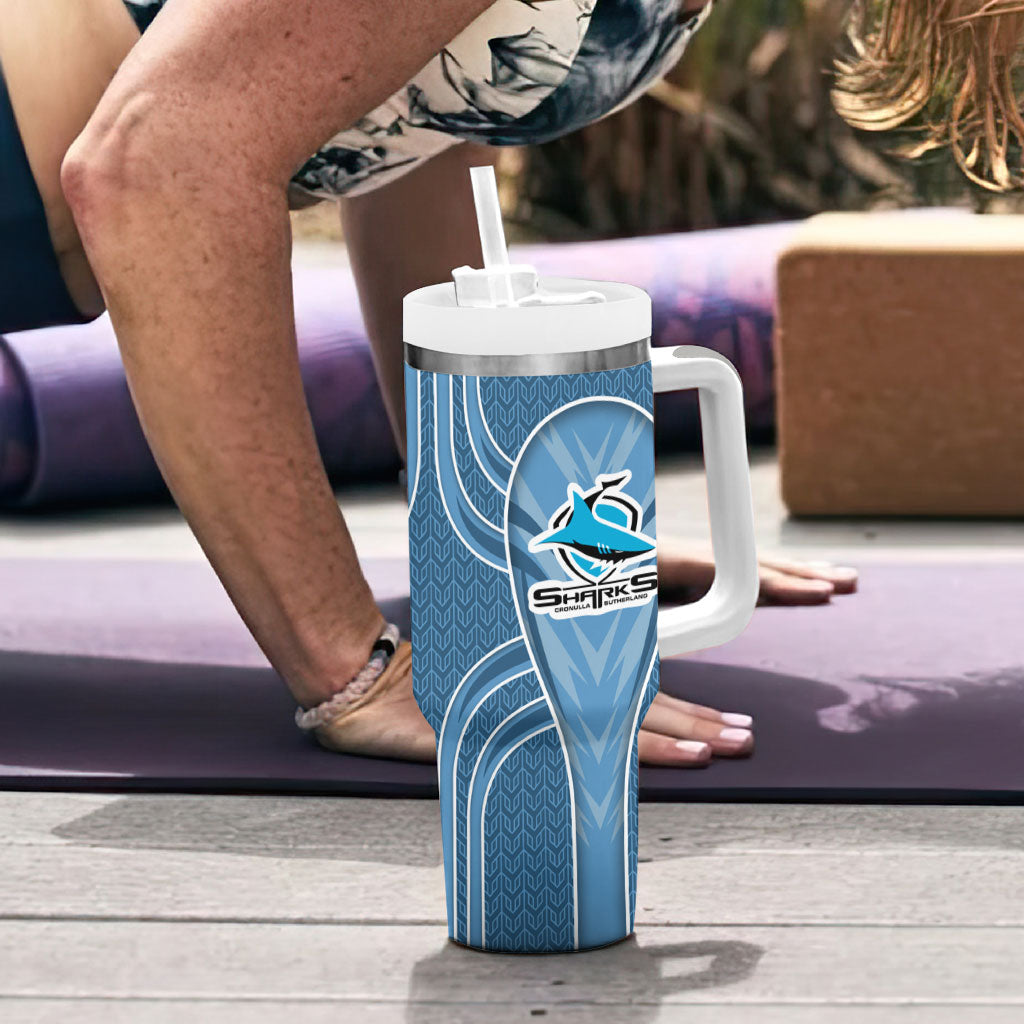 Cronulla Sutherland Sharks Rugby Mascot Tumbler With Handle Australian Rugby Culture - Tribal Inspired Sharks
